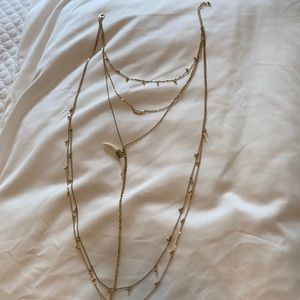 Long layered gold necklace